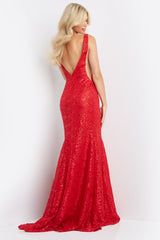 Lace High Slit Sheath Prom Dress By Jovani -JVN08512
