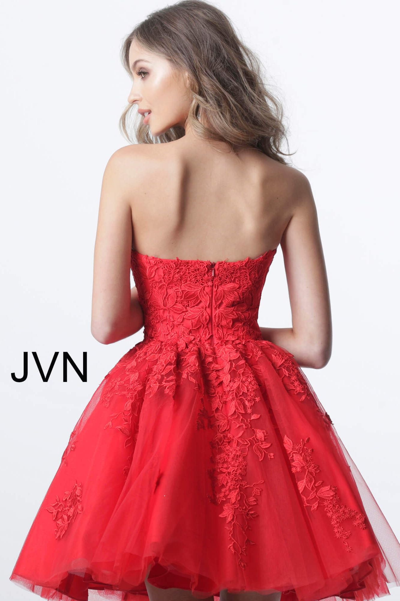 Fit And Flare Strapless Lace Homecoming Dress By Jovani -1830