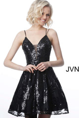 Plunging Neckline Tie Back Homecoming Dress By Jovani -JVN2451