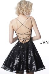 Plunging Neckline Tie Back Homecoming Dress By Jovani -JVN2451