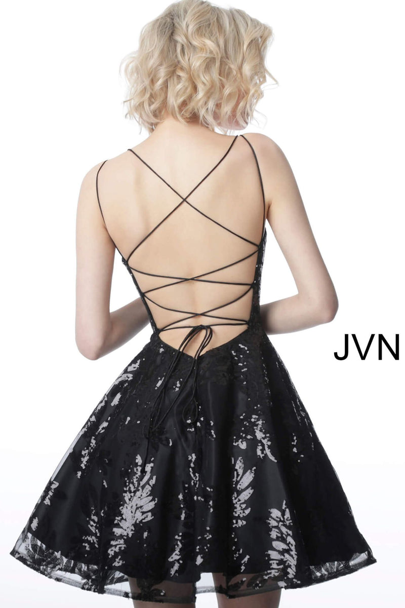 Plunging Neckline Tie Back Homecoming Dress By Jovani -JVN2451