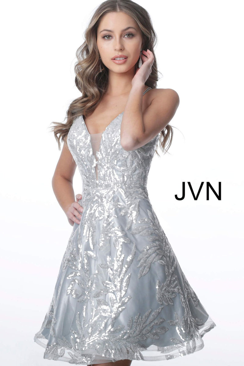 Plunging Neckline Tie Back Homecoming Dress By Jovani -JVN2451