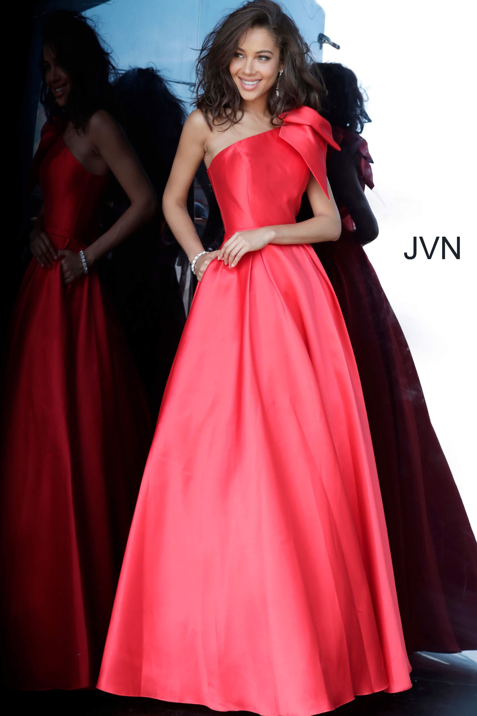 One Shoulder Pleated Skirt Prom Gown By Jovani -JVN4355