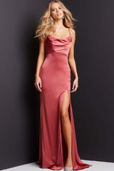 Spaghetti Strap High Slit Prom Dress By Jovani -JVN08569