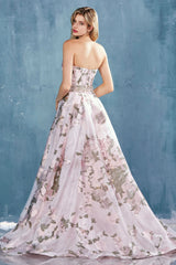 MyFashion.com - STRAPLESS PRINT GOWN W/ OVERSKIRT(A0965) - Andrea&Leo promdress eveningdress fashion partydress weddingdress 
 gown homecoming promgown weddinggown 