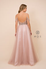 MyFashion.com - COLD SHOULDER FLOOR LENGTH OPEN BACK DRESS (L342) - Nox Anabel promdress eveningdress fashion partydress weddingdress 
 gown homecoming promgown weddinggown 