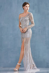 MyFashion.com - MODERN ONE SLEEVE FULLY BEADED GOWN WITH A LEG SLIT AND SHORT LINING. BACK ZIPPER CLOSURE, NO STRETCH.(A0993) - Andrea&Leo promdress eveningdress fashion partydress weddingdress 
 gown homecoming promgown weddinggown 