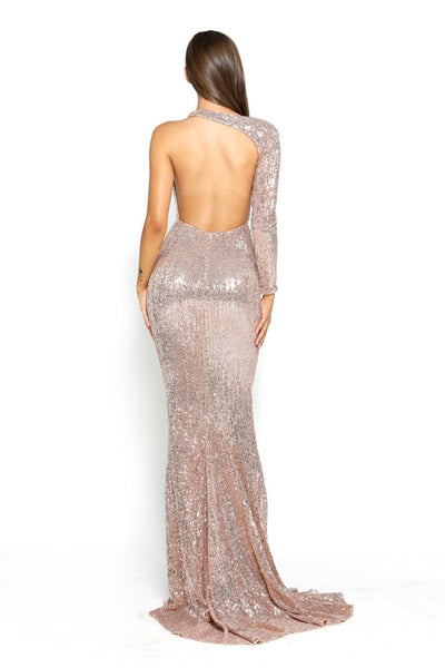 One Shoulder Wrap Sequin Prom Dress By Portia and Scarlett -PS2045
