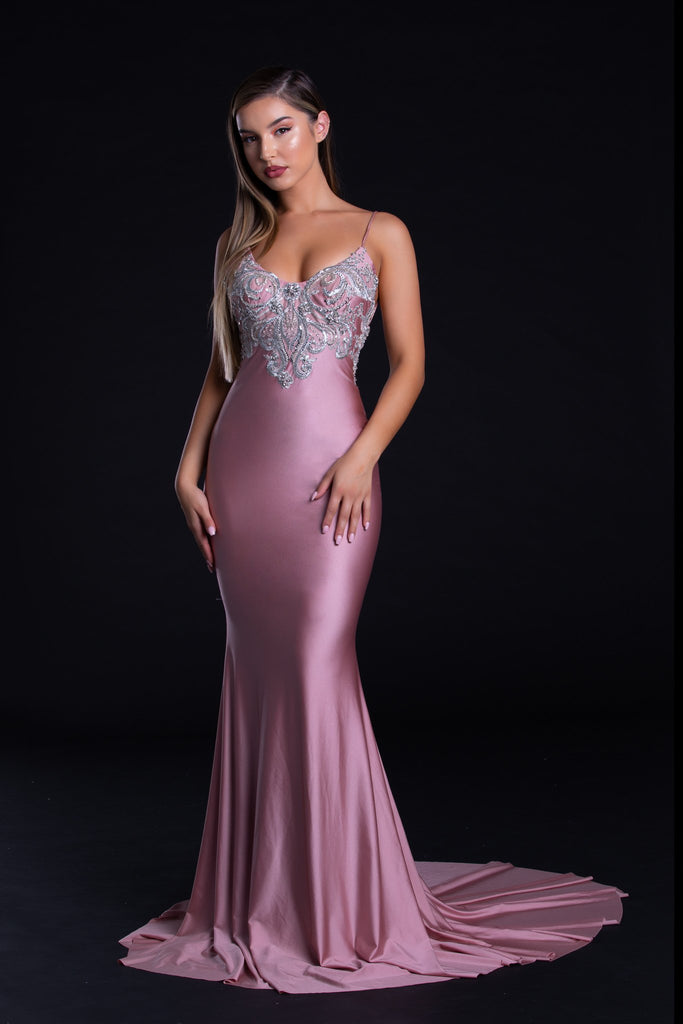 Fitted V Neck Mermaid Dress By Portia And Scarlett -PS21226