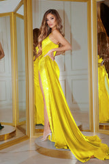 Scoop Satin High-Slit Gown By Portia And Scarlett -PS22158