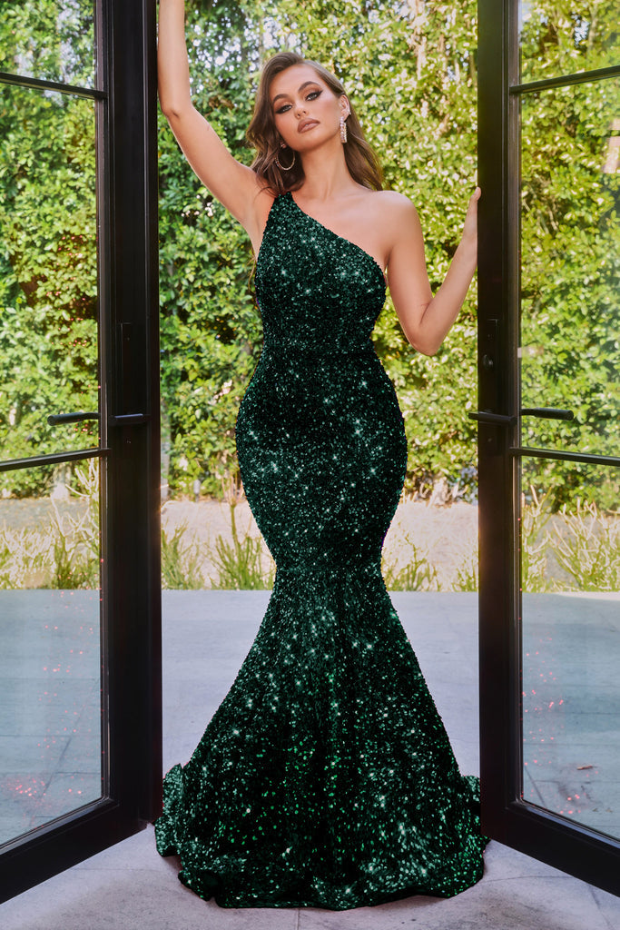 One-Shoulder Sequin Mermaid Dress By Portia And Scarlett -PS22350