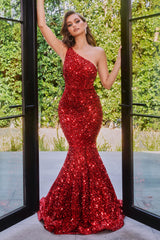One-Shoulder Sequin Mermaid Dress By Portia And Scarlett -PS22350