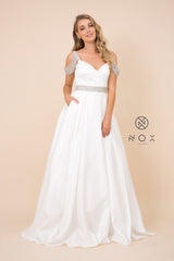 MyFashion.com - FULL LENGTH A-LINE BALL GOWN WITH OFF SHOULDER CAP SLEEVE (R224) - Nox Anabel promdress eveningdress fashion partydress weddingdress 
 gown homecoming promgown weddinggown 