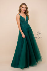 MyFashion.com - EMBROIDERED TULLE A-LINE FLOOR LENGTH NET GOWN (R357) - Nox Anabel promdress eveningdress fashion partydress weddingdress 
 gown homecoming promgown weddinggown 