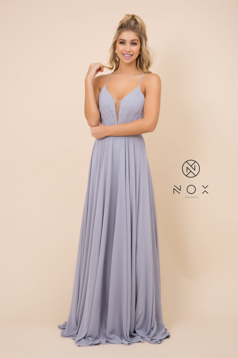 MyFashion.com - SLEEVE-LESS TULLE SIMPLE AND ELEGANT PARTY (R416P) - Nox Anabel promdress eveningdress fashion partydress weddingdress 
 gown homecoming promgown weddinggown 