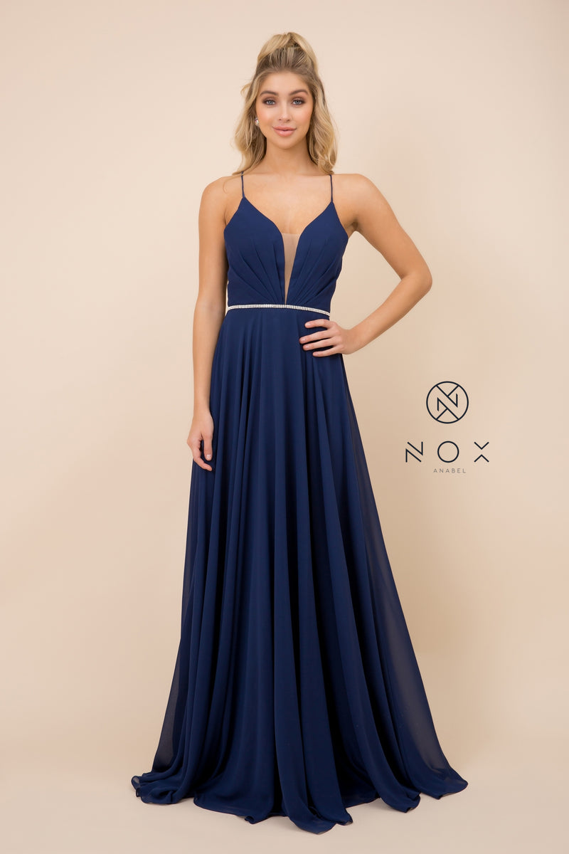 MyFashion.com - SLEEVE-LESS TULLE SIMPLE AND ELEGANT PARTY GOWN (R416) - Nox Anabel promdress eveningdress fashion partydress weddingdress 
 gown homecoming promgown weddinggown 