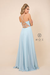 MyFashion.com - SLEEVE-LESS TULLE SIMPLE AND ELEGANT PARTY GOWN (R416) - Nox Anabel promdress eveningdress fashion partydress weddingdress 
 gown homecoming promgown weddinggown 
