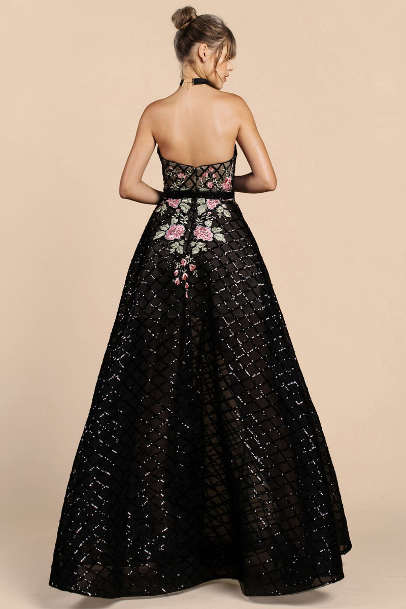 MyFashion.com - FLORAL LATTICE SEQUIN BALL GOWN (A0393) - Andrea&Leo promdress eveningdress fashion partydress weddingdress 
 gown homecoming promgown weddinggown 