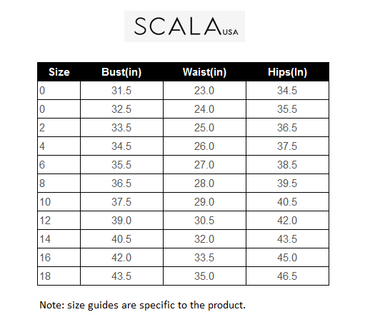 Scala Dress Size Chart