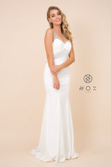 MyFashion.com - LAVISH ELEGANT FITTED DRESS WITH TRAIN. (T253) - Nox Anabel promdress eveningdress fashion partydress weddingdress 
 gown homecoming promgown weddinggown 