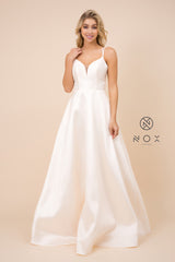 MyFashion.com - FULL-LENGTH SATIN DRESS WITH SPAGHETTI STRAPS (T406) - Nox Anabel promdress eveningdress fashion partydress weddingdress 
 gown homecoming promgown weddinggown 