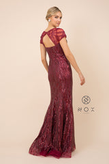 MyFashion.com - FULL-LENGTH TRUMPET GOWN WITH SEQUIN DESIGN (T419) - Nox Anabel promdress eveningdress fashion partydress weddingdress 
 gown homecoming promgown weddinggown 