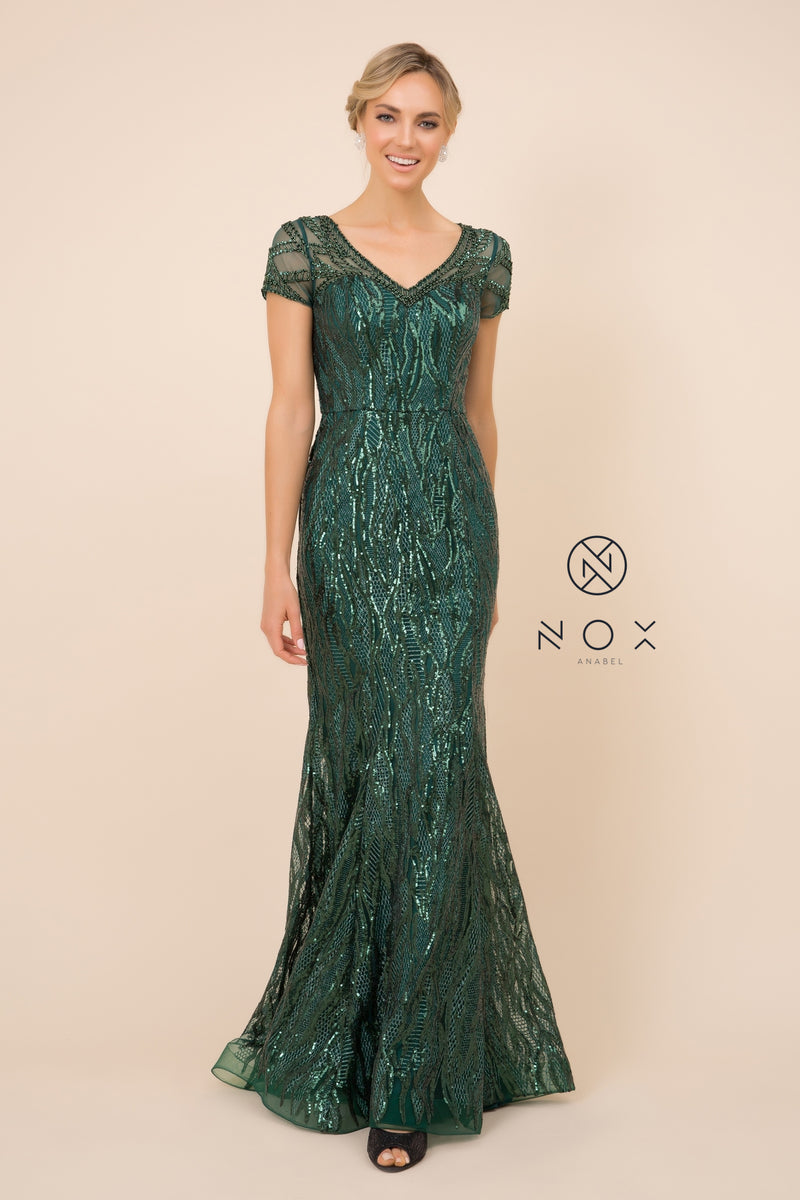 MyFashion.com - FULL-LENGTH TRUMPET GOWN WITH SEQUIN DESIGN (T419) - Nox Anabel promdress eveningdress fashion partydress weddingdress 
 gown homecoming promgown weddinggown 