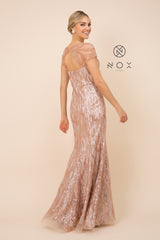 MyFashion.com - FULL-LENGTH TRUMPET GOWN WITH SEQUIN DESIGN (T419) - Nox Anabel promdress eveningdress fashion partydress weddingdress 
 gown homecoming promgown weddinggown 