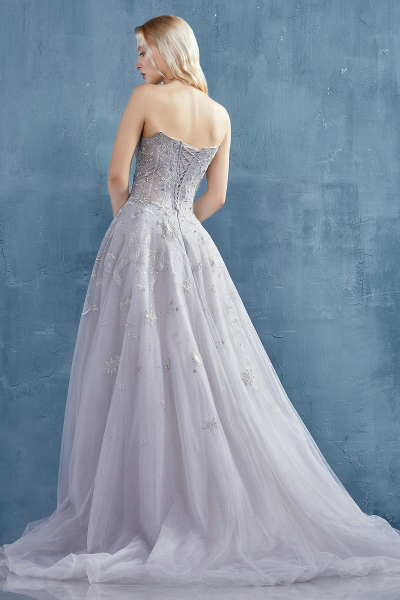 Sweetheart Embroidered Tulle Strapless Gown With Corset – MyFashion.com