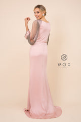 MyFashion.com - FULL-LENGTH GOWN WITH FRINGE SLEEVES (Y410) - Nox Anabel promdress eveningdress fashion partydress weddingdress 
 gown homecoming promgown weddinggown 