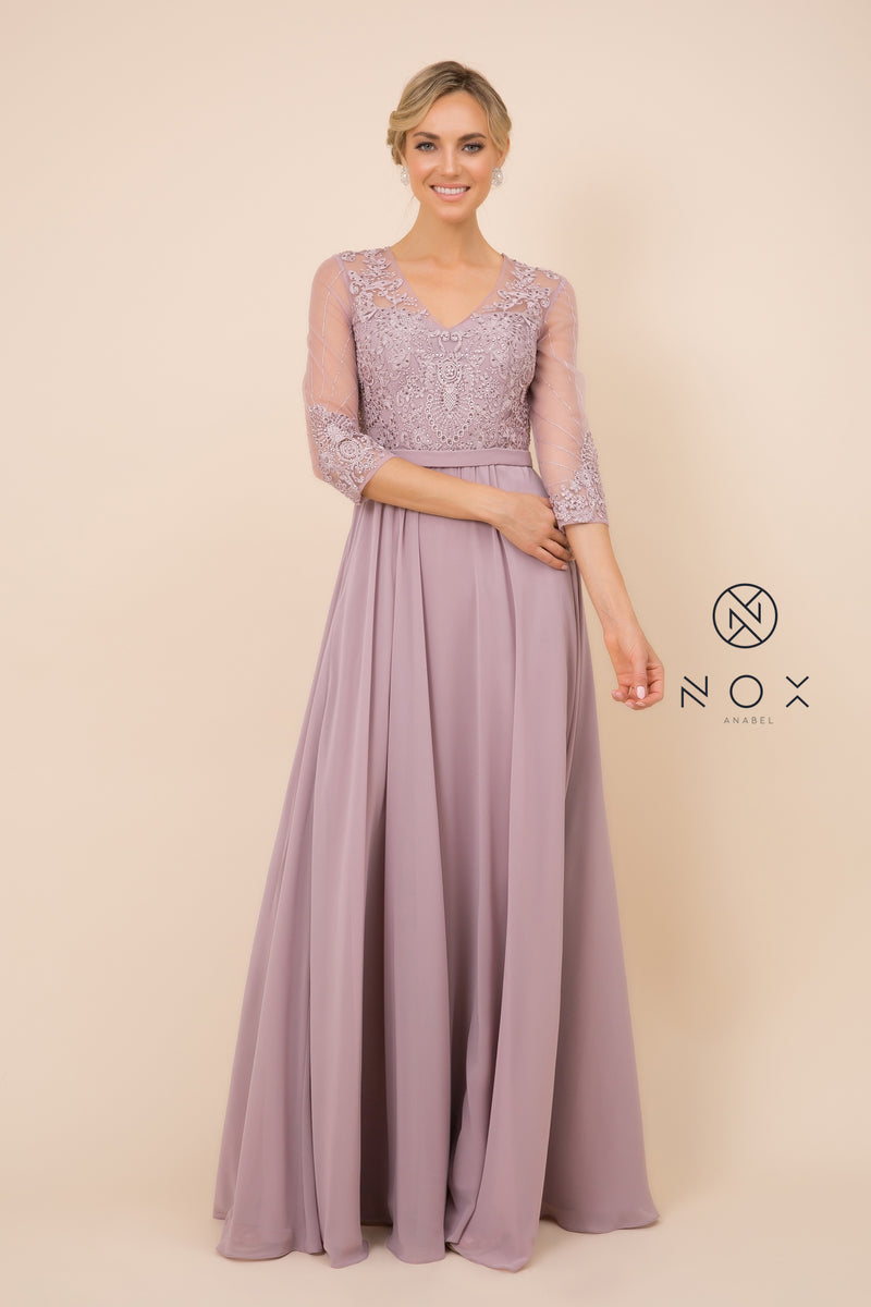 MyFashion.com - 3/4 SLEEVE MOTHER OF THE BRIDE AND GROOM DRESS (Y532) - Nox Anabel promdress eveningdress fashion partydress weddingdress 
 gown homecoming promgown weddinggown 