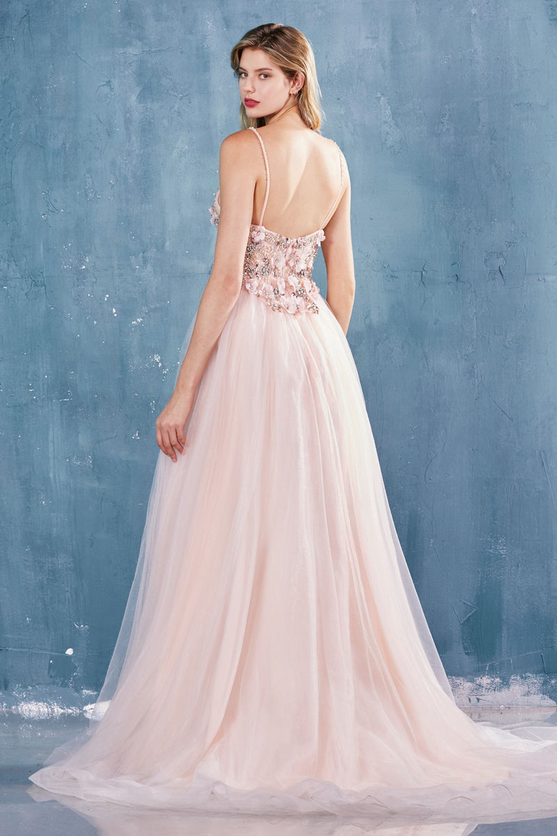 MyFashion.com - BLOSSOM 3D FLORAL TULLE A-LINE GOWN WITH BACK ZIPPER CLOSURE(A0721) - Andrea&Leo promdress eveningdress fashion partydress weddingdress 
 gown homecoming promgown weddinggown 