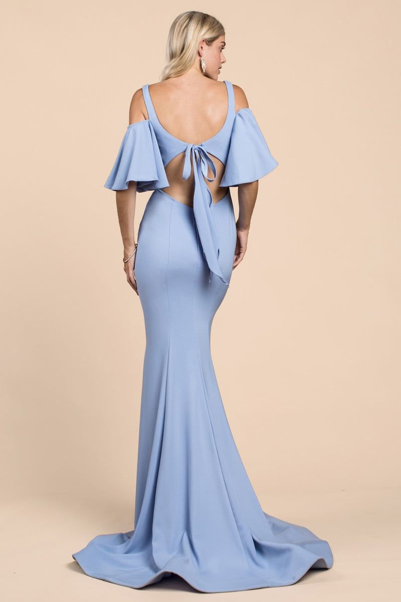 Cold Off-Shoulder Flair Sleeves Mermaid Gown By Cinderella Divine -A0079