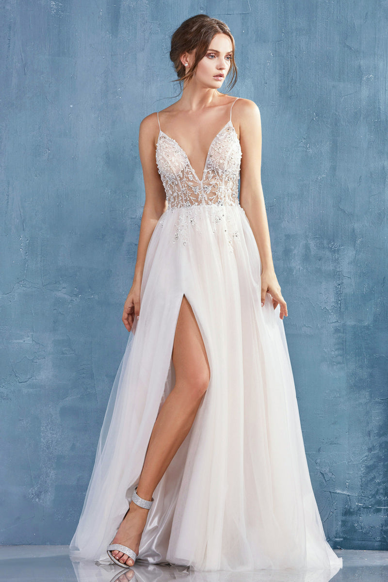 Ophelia Bead Strap Tulle Gown by Andrea and Leo -A0672W