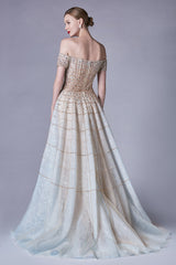 Off The Shoulder Modern Beaded Ballgown By Andrea And Leo -A0724