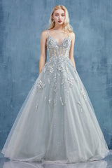 Dancing Floral Embroidered And Glitter Ballgown by Andrea and Leo -A0892