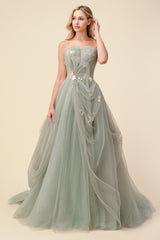 Sage Pleated Drape Ball Gown by Andrea and Leo -A1015
