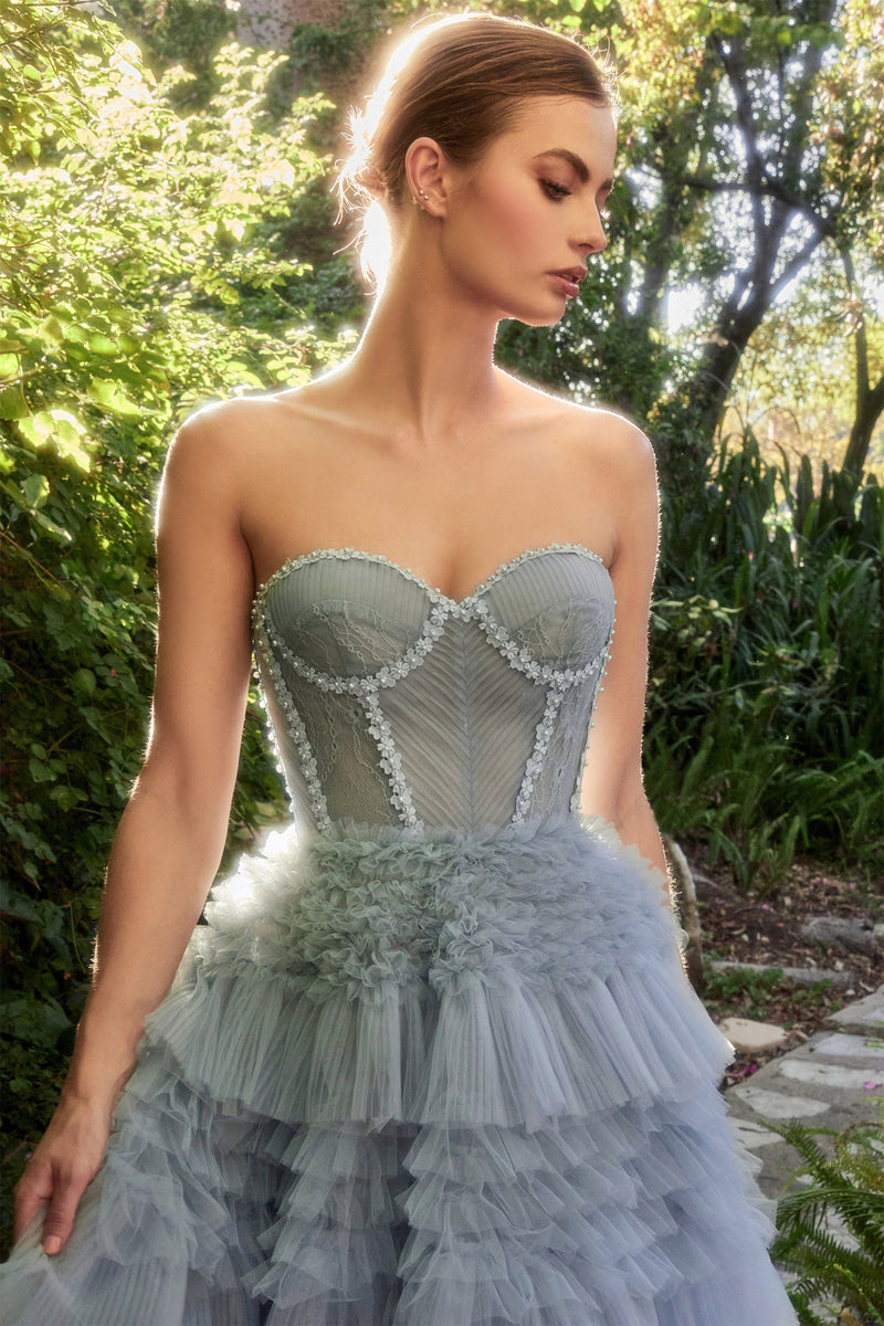 Corset Princessa Tulle Ruffle Ball Gown by Andrea and Leo -A1017