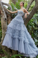 Corset Princessa Tulle Ruffle Ball Gown by Andrea and Leo -A1017