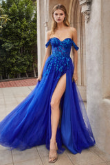 Off The Shoulder A-Line Layered Gown By Andrea and Leo -A1209