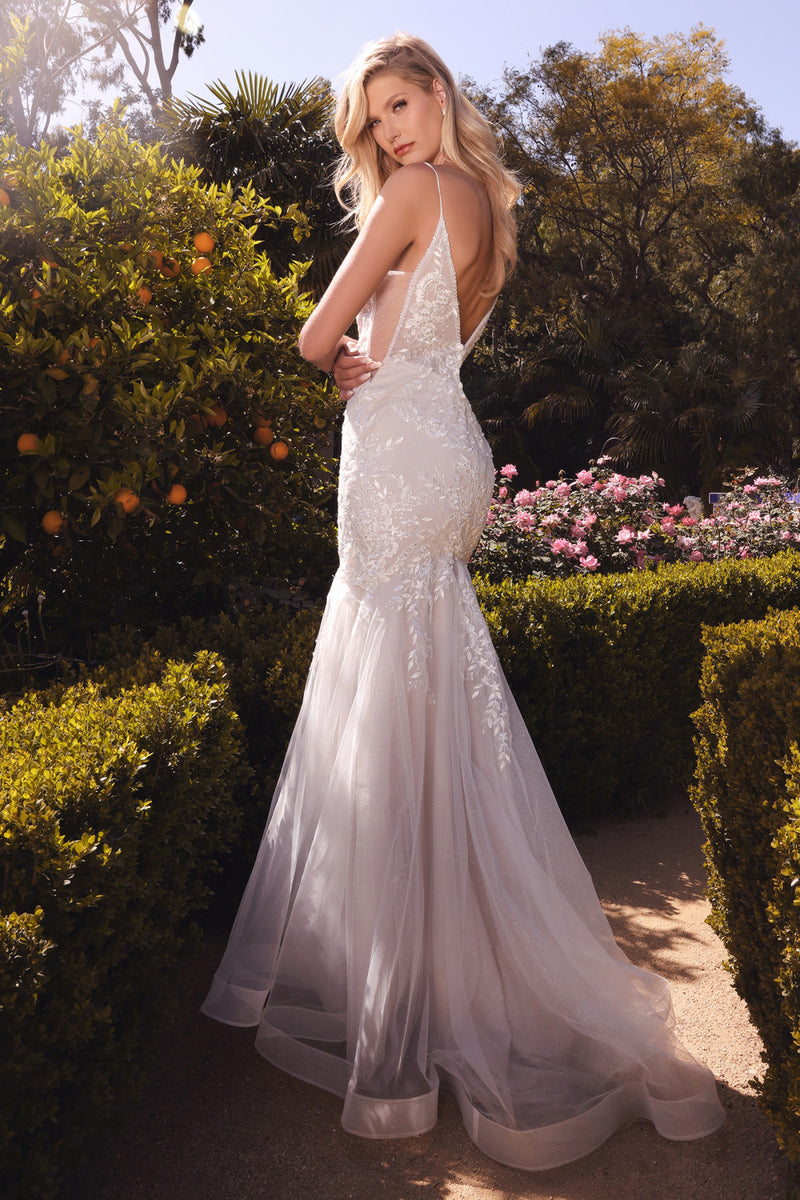 Floral Embellished Mermaid Bridal Gown by Andrea and Leo -A1039W