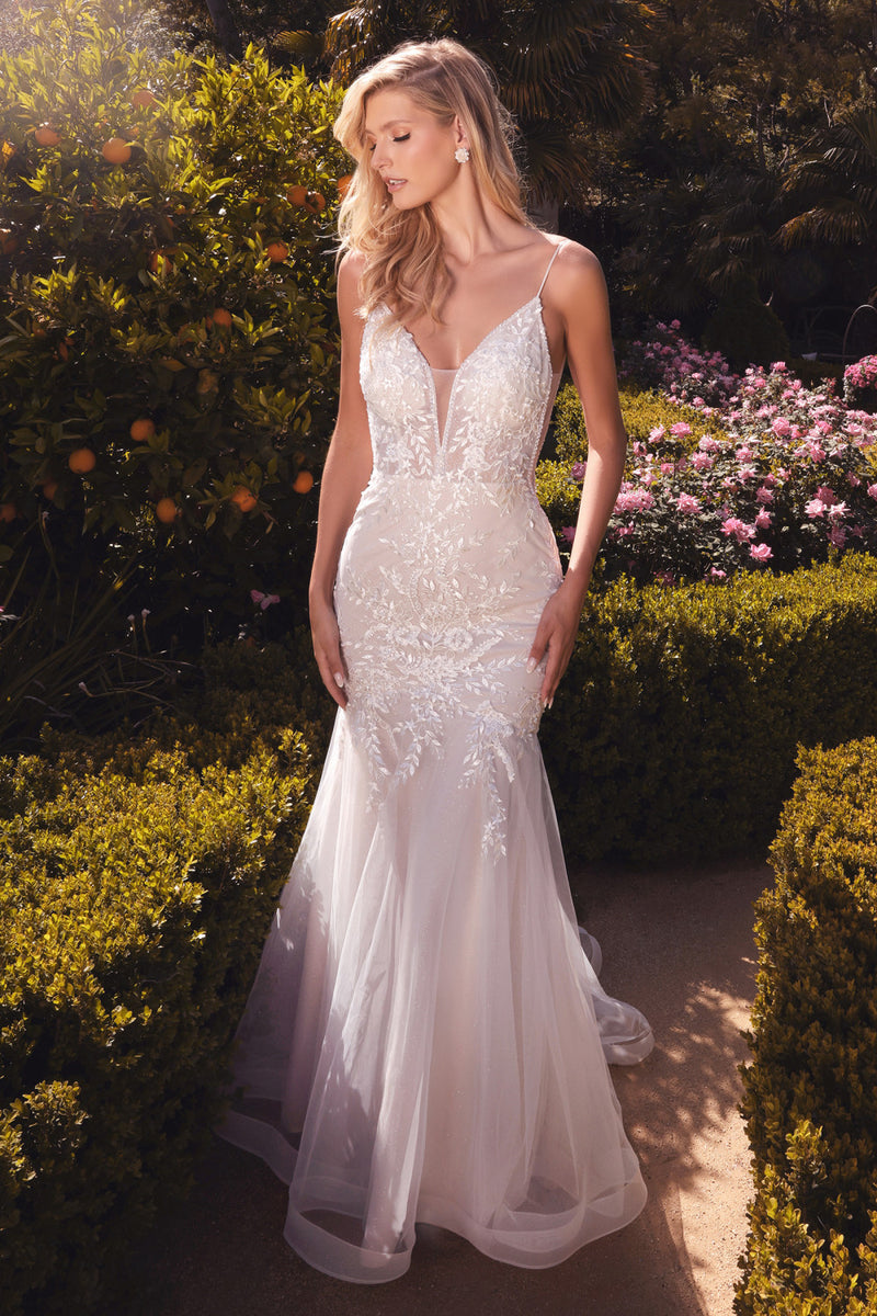 Floral Embellished Mermaid Bridal Gown by Andrea and Leo -A1039W
