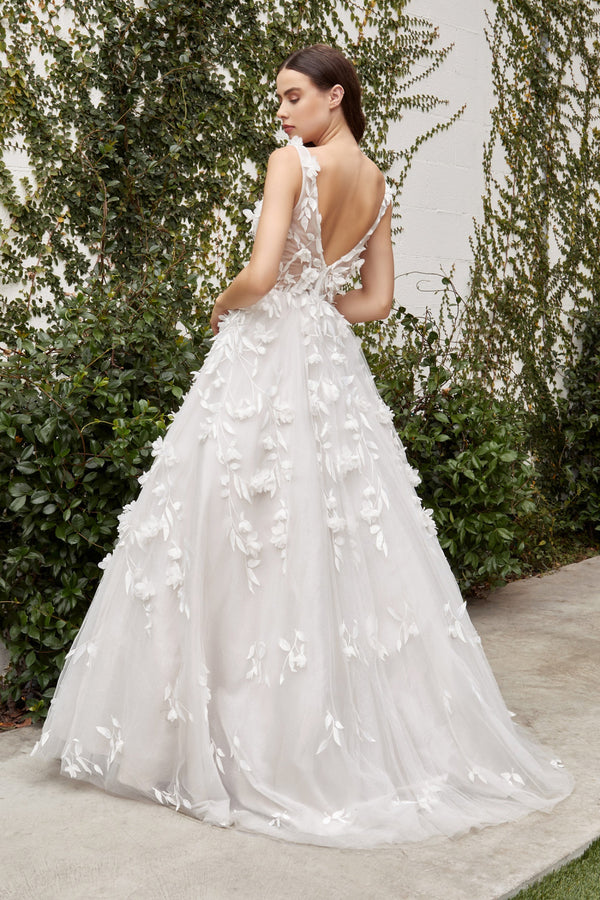 Floral Applique Bridal Gown by Andrea and Leo -A1042W