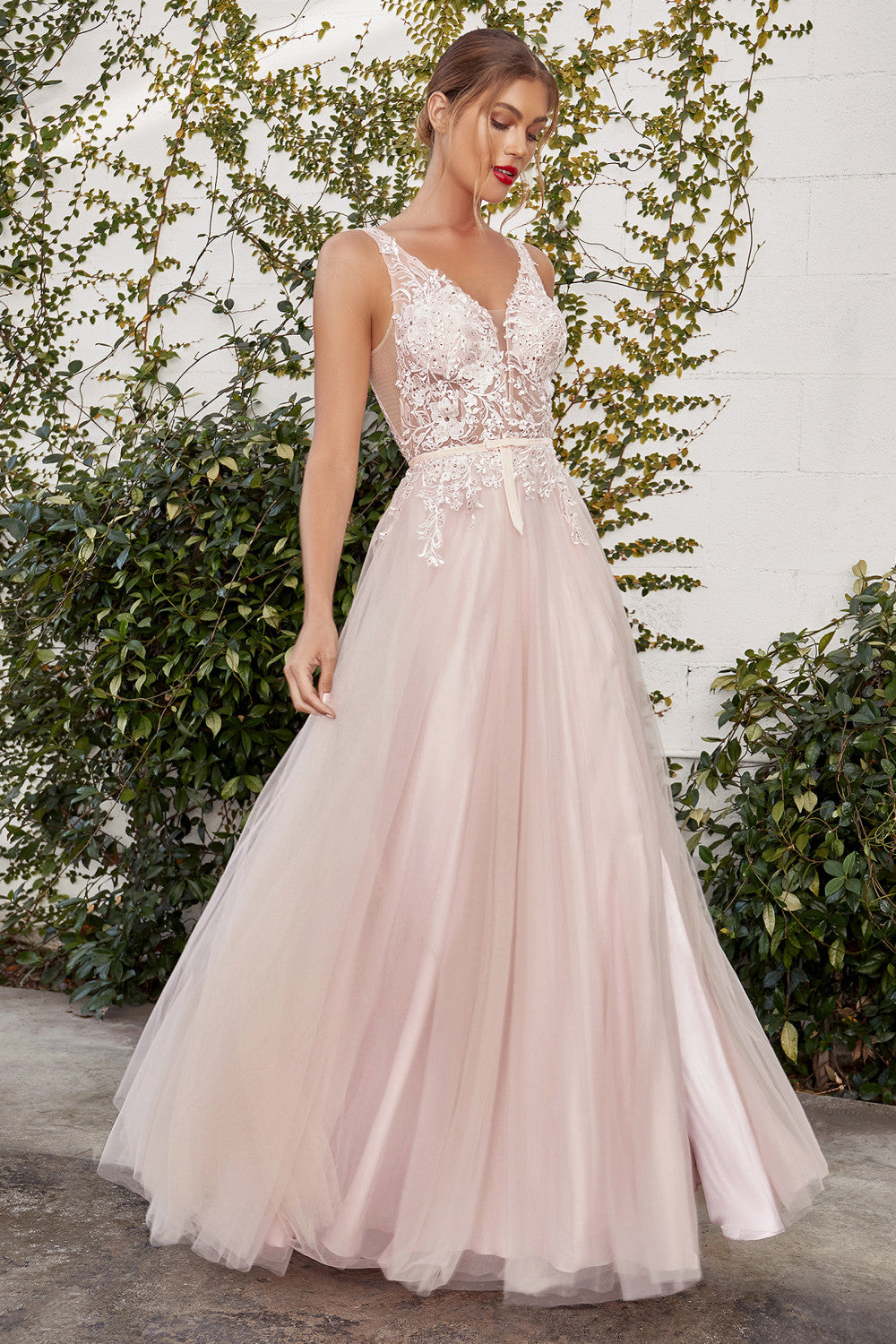 Long Sleeveless Dress With A-Line Tulle Skirt By Andrea And Leo -A1045