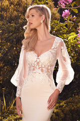 Elisabeth Wedding Gown With White Long Puff Sleeve By Andrea And Leo -A1079W