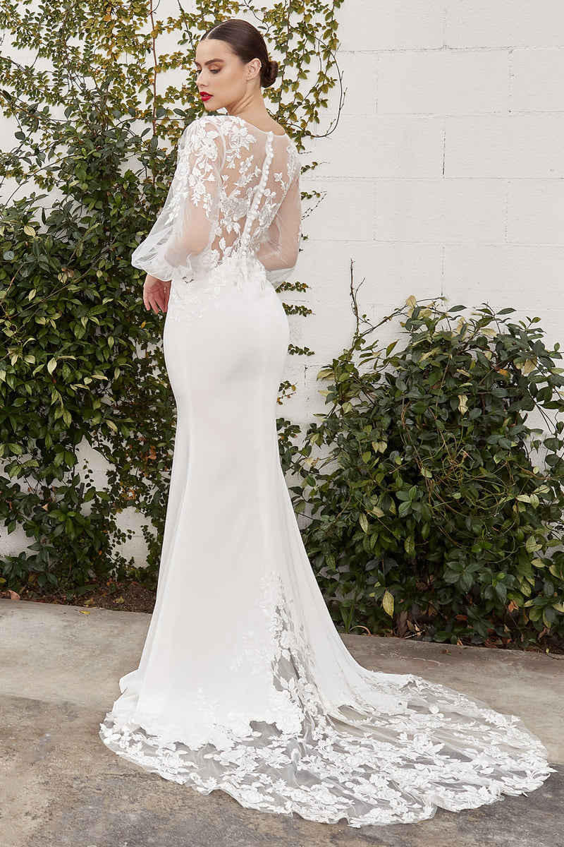 Elisabeth Wedding Gown With White Long Puff Sleeve By Andrea And Leo -A1079W