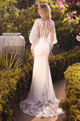 Elisabeth Wedding Gown With White Long Puff Sleeve By Andrea And Leo -A1079W