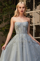 Long Strapless Dress With A-Line Skirt By Andrea And Leo -A1095