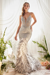 Feather Mermaid Gown By Andrea And Leo -A1116