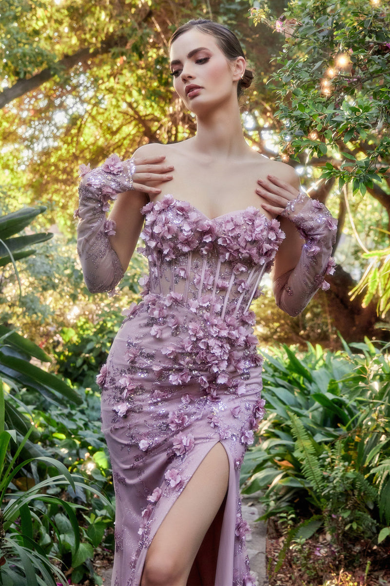 Mermaid Corset Gown With Detachable Sleeve By Andrea And Leo -A1117